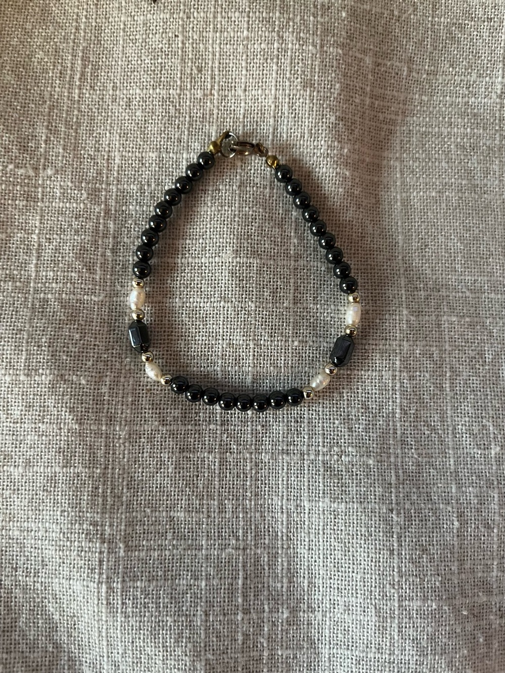Black Beaded Pearl Accent Bracelet - Women Jewelry